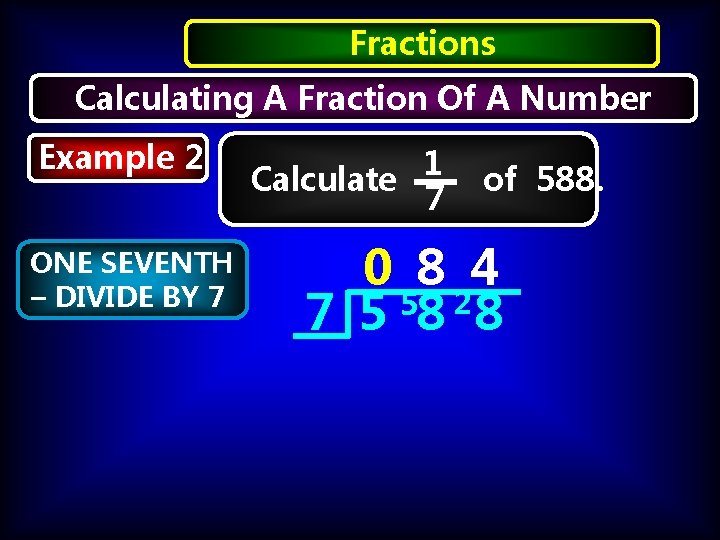Fractions Calculating A Fraction Of A Number Example 2 ONE SEVENTH – DIVIDE BY