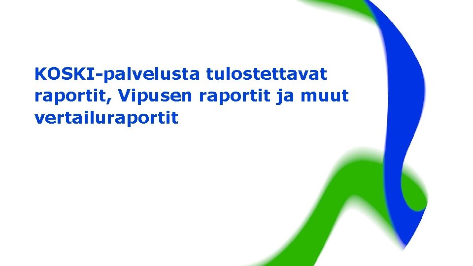 KOSKI-palvelusta tulostettavat raportit, Vipusen raportit ja muut vertailuraportit 