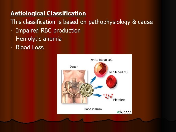 Aetiological Classification This classification is based on pathophysiology & cause Impaired RBC production Hemolytic