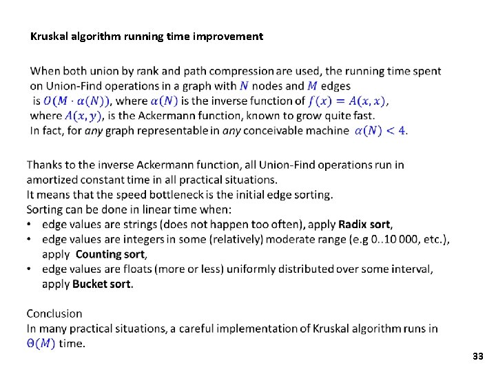 Kruskal algorithm running time improvement 33 Kruskal algorithm running time improvement 33