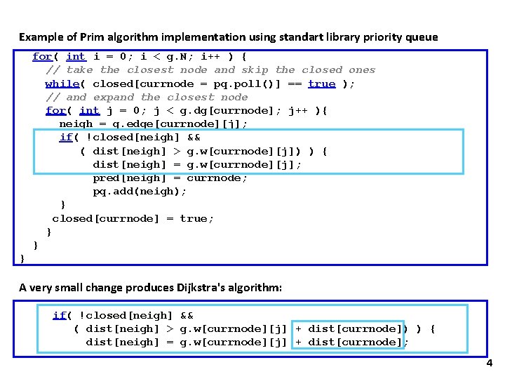 Example of Prim algorithm implementation using standart library priority queue for( int i = Example of Prim algorithm implementation using standart library priority queue for( int i =