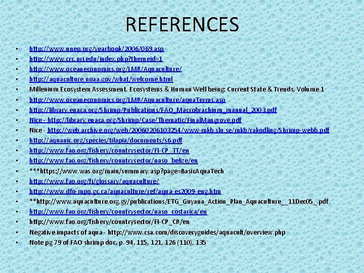 REFERENCES • • • • • http: //www. unep. org/yearbook/2006/069. asp http: //www. crc. REFERENCES • • • • • http: //www. unep. org/yearbook/2006/069. asp http: //www. crc.