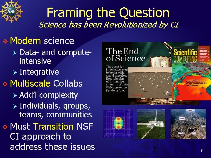 Framing the Question Science has been Revolutionized by CI v Modern science Ø Data-