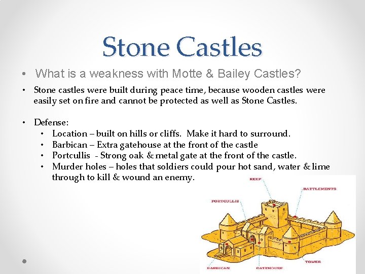 Stone Castles • What is a weakness with Motte & Bailey Castles? • Stone