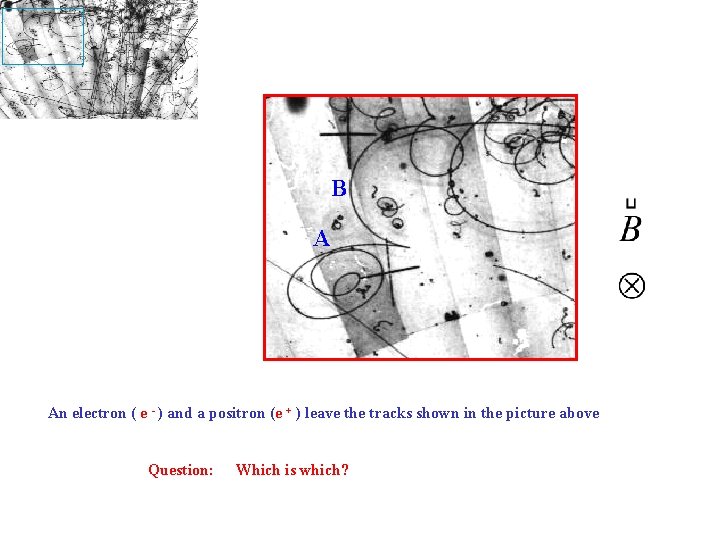 B A An electron ( e - ) and a positron (e + )