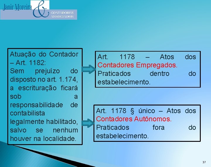 Atuação do Contador – Art. 1182: Sem prejuízo do disposto no art. 1. 174,