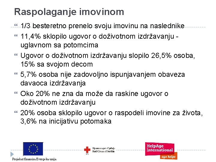 Raspolaganje imovinom 1/3 besteretno prenelo svoju imovinu na naslednike 11, 4% sklopilo ugovor o