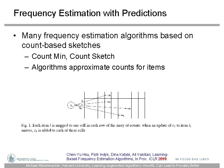 Frequency Estimation with Predictions • Many frequency estimation algorithms based on count-based sketches –