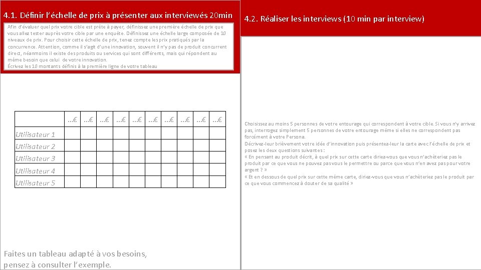4. 1. Définir l’échelle de prix à présenter aux interviewés 20 min Afin d’évaluer