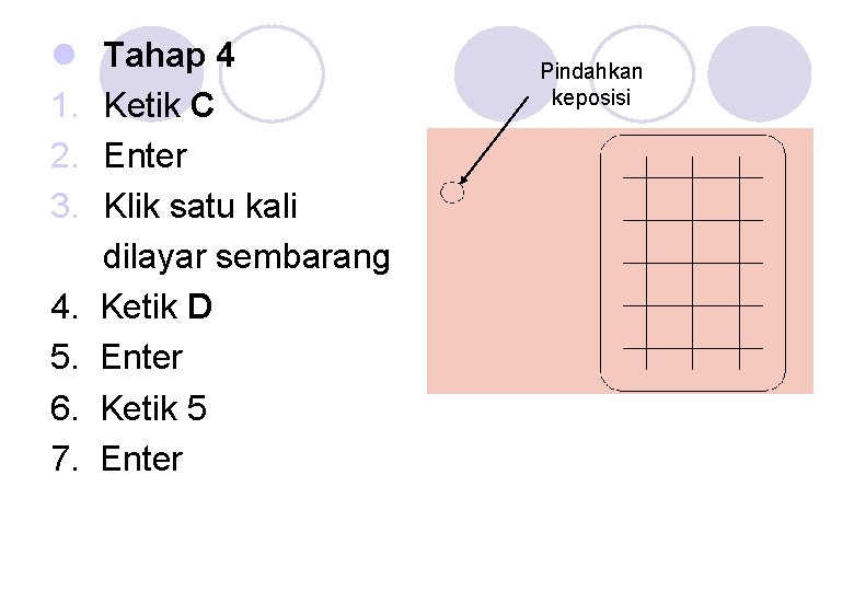 l 1. 2. 3. 4. 5. 6. 7. Tahap 4 Ketik C Enter Klik