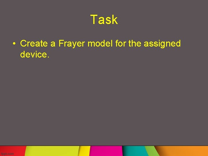 Task • Create a Frayer model for the assigned device. 
