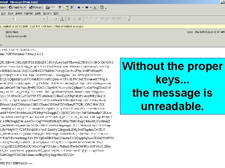 Without the proper keys. . . the message is unreadable. 