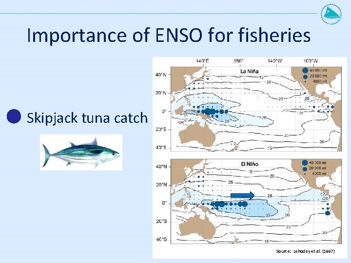 Importance of ENSO for fisheries Skipjack tuna catch Source: Lehodey et al. (1997) 