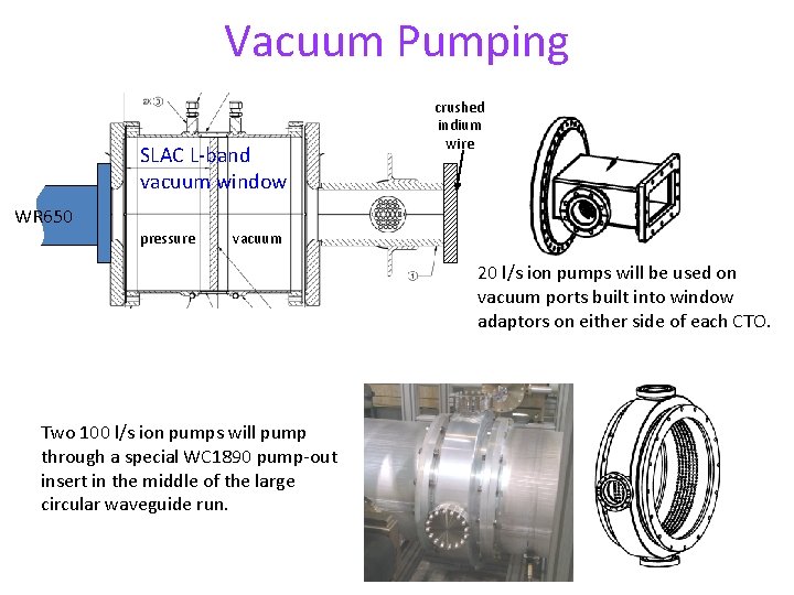 Vacuum Pumping SLAC L-band vacuum window crushed indium wire WR 650 pressure vacuum 20