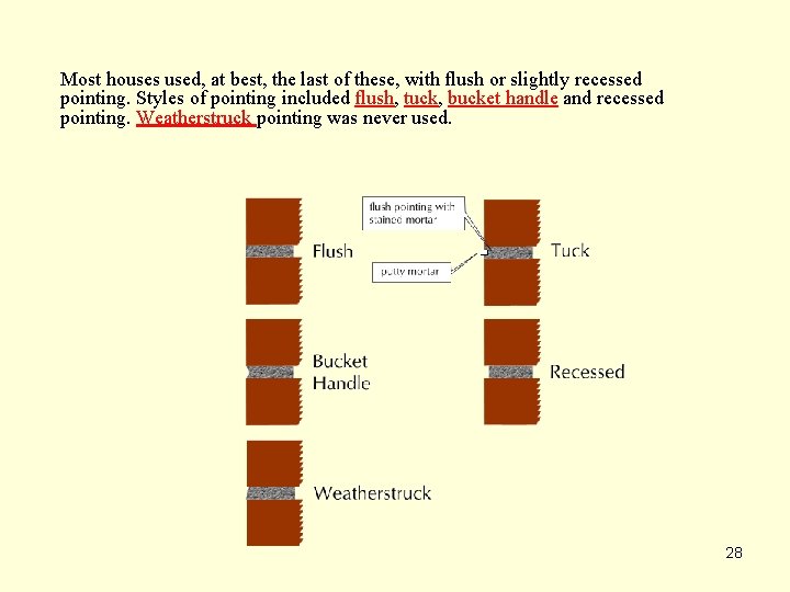 Most houses used, at best, the last of these, with flush or slightly recessed