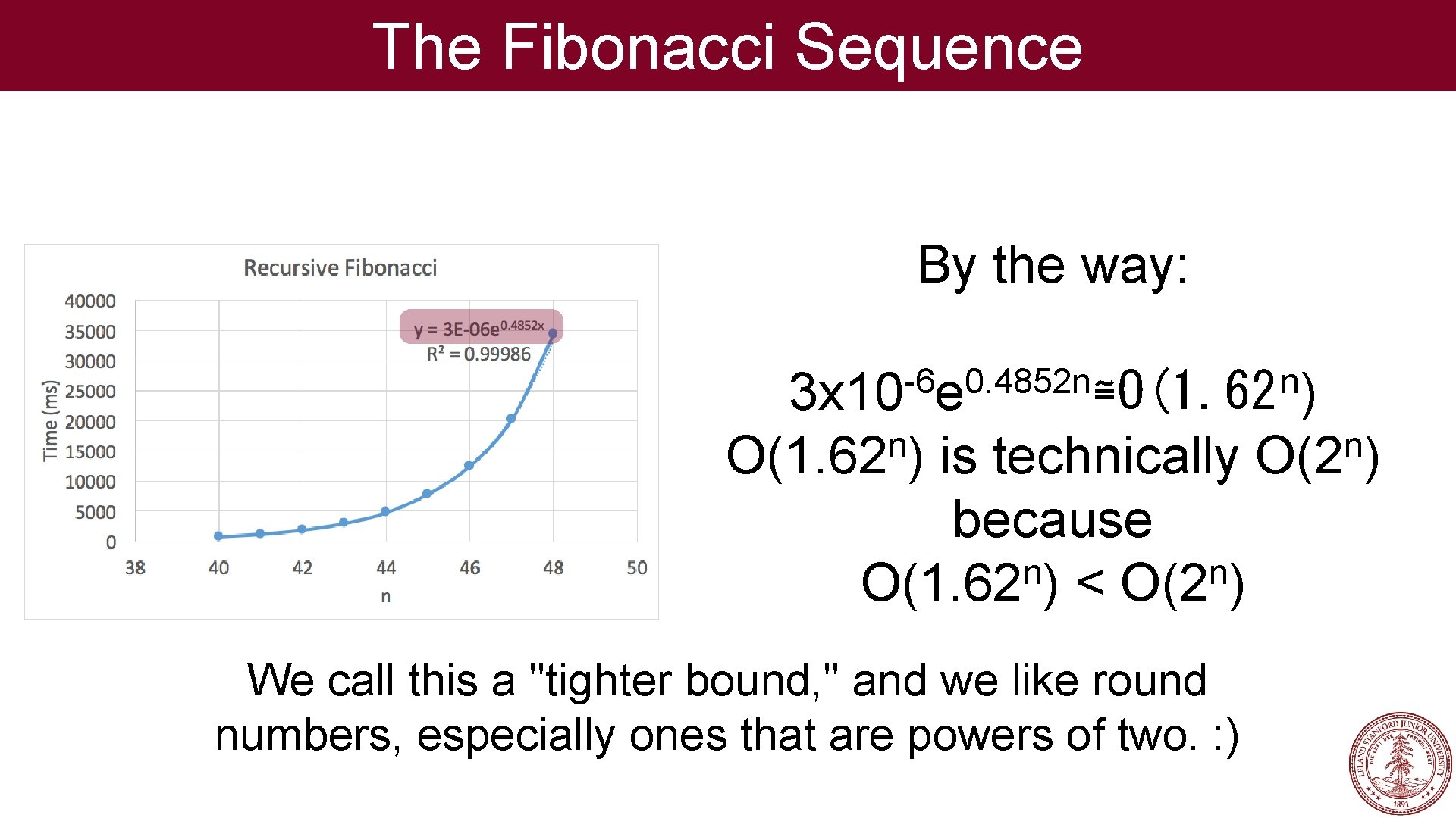 The Fibonacci Sequence By the way: -6 0. 4852 n n 3 x 10