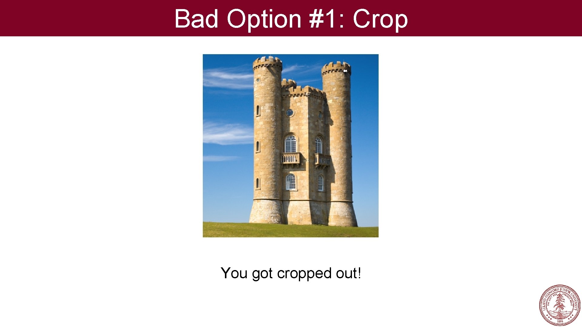 Bad Option #1: Crop You got cropped out! 