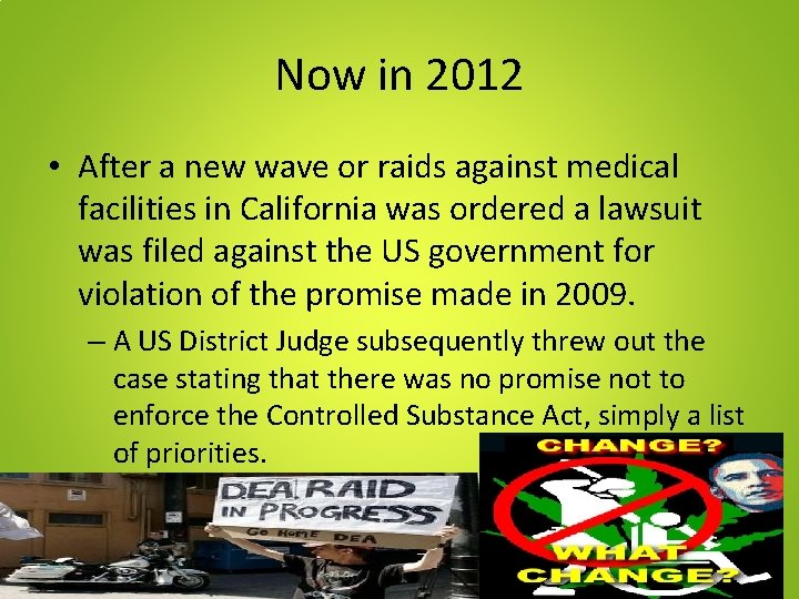 Now in 2012 • After a new wave or raids against medical facilities in