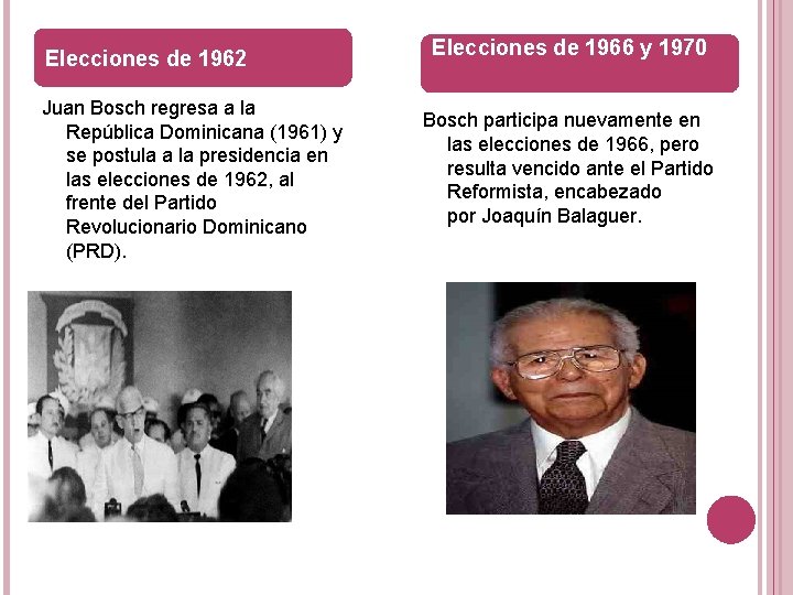 Elecciones de 1962 Juan Bosch regresa a la República Dominicana (1961) y se postula