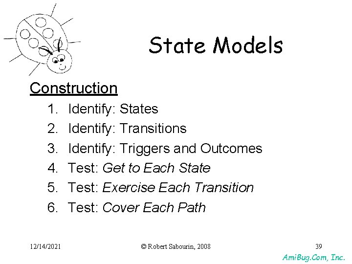 State Models Construction 1. 2. 3. 4. 5. 6. 12/14/2021 Identify: States Identify: Transitions State Models Construction 1. 2. 3. 4. 5. 6. 12/14/2021 Identify: States Identify: Transitions