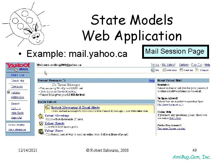 State Models Web Application • Example: mail. yahoo. ca 12/14/2021 © Robert Sabourin, 2008 State Models Web Application • Example: mail. yahoo. ca 12/14/2021 © Robert Sabourin, 2008