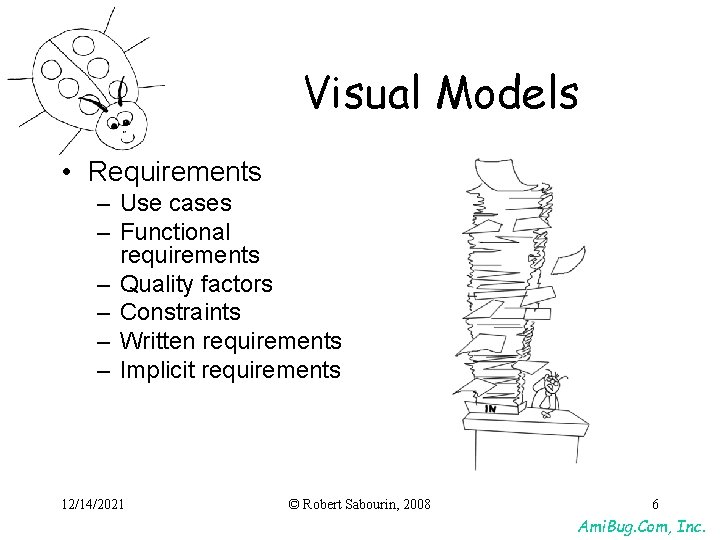 Visual Models • Requirements – Use cases – Functional requirements – Quality factors – Visual Models • Requirements – Use cases – Functional requirements – Quality factors –
