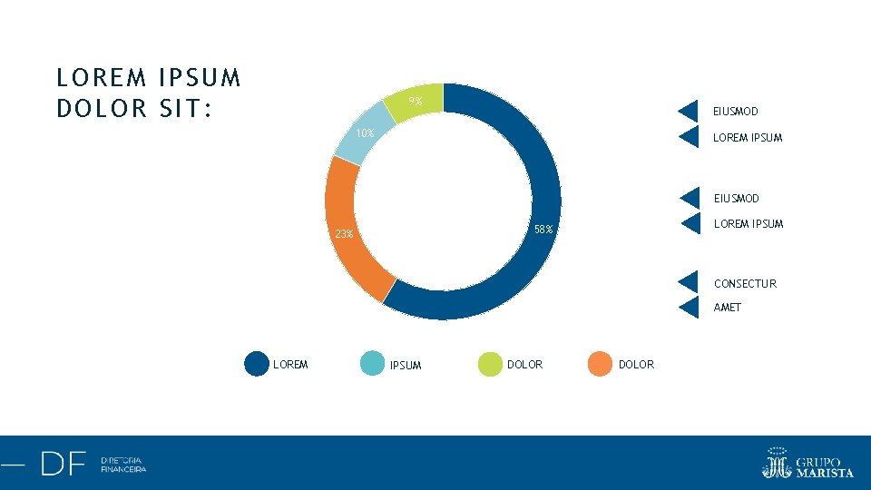 LOREM IPSUM DOLOR SIT: 9% EIUSMOD 10% LOREM IPSUM EIUSMOD LOREM IPSUM 58% 23%
