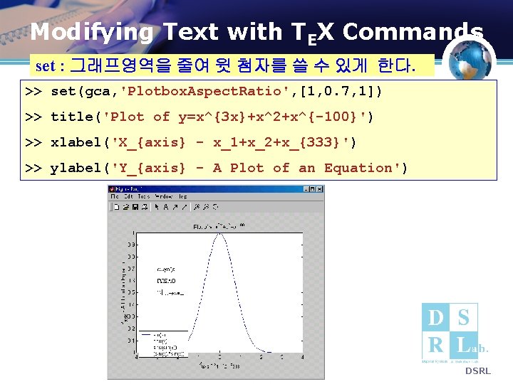 Modifying Text with TEX Commands set : 그래프영역을 줄여 윗 첨자를 쓸 수 있게