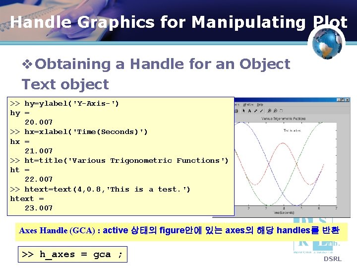 Handle Graphics for Manipulating Plot v Obtaining a Handle for an Object Text object