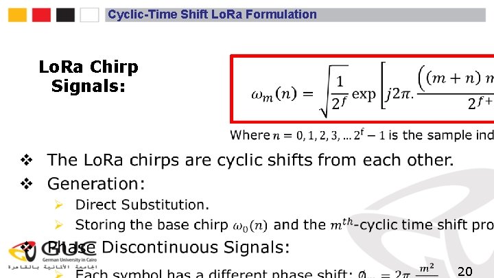 Cyclic-Time Shift Lo. Ra Formulation Lo. Ra Chirp Signals: v 20 