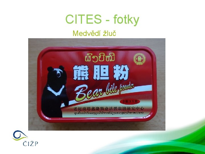 CITES - fotky Medvědí žluč 