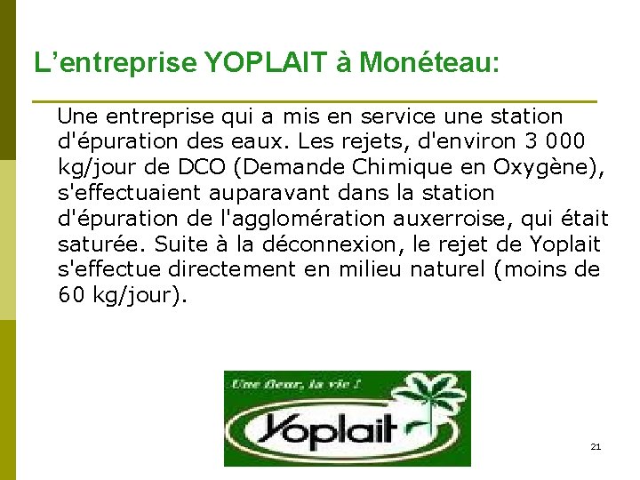 L’entreprise YOPLAIT à Monéteau: Une entreprise qui a mis en service une station d'épuration