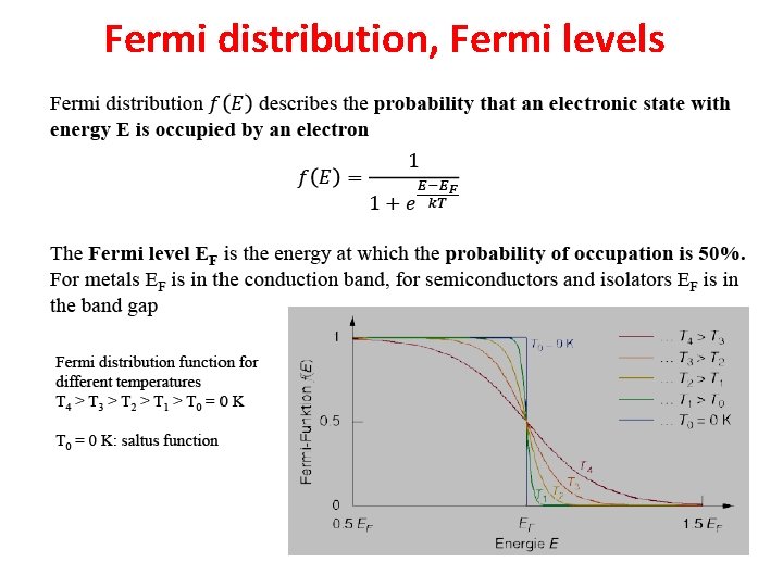 Fermi distribution, Fermi levels 
