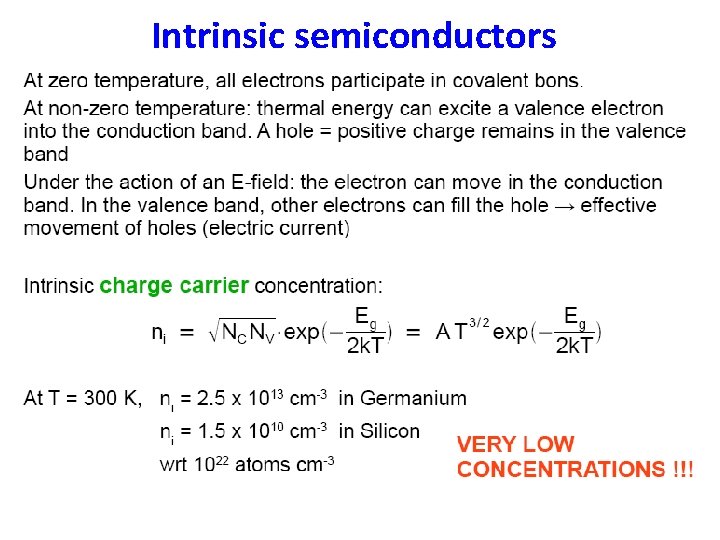 Intrinsic semiconductors 