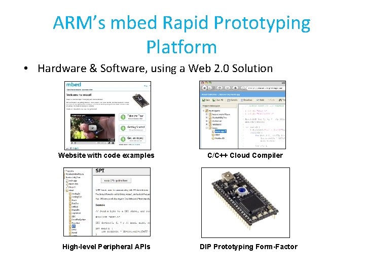 ARM’s mbed Rapid Prototyping Platform • Hardware & Software, using a Web 2. 0