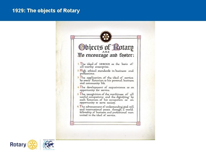 1929: The objects of Rotary 