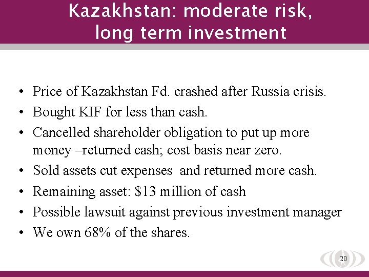 Kazakhstan: moderate risk, long term investment • Price of Kazakhstan Fd. crashed after Russia