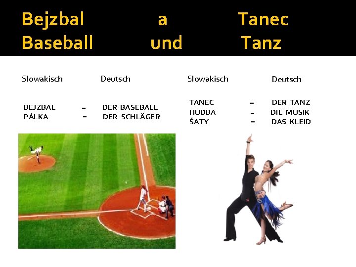 Bejzbal Baseball Slowakisch BEJZBAL PÁLKA = = a und Tanec Tanz Deutsch Slowakisch DER