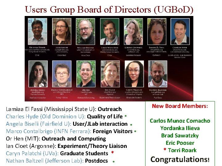 Users Group Board of Directors (UGBo. D) Lamiaa El Fassi (Mississippi State U): Outreach