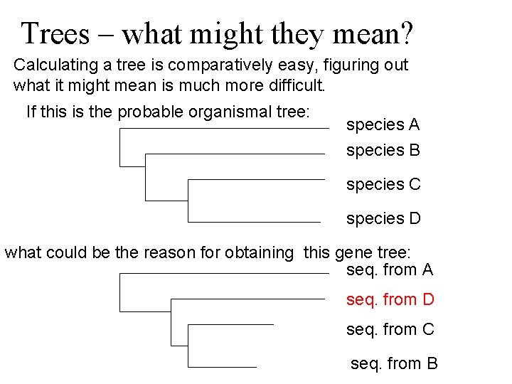 Trees – what might they mean? Calculating a tree is comparatively easy, figuring out