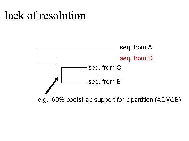 lack of resolution seq. from A seq. from D seq. from C seq. from