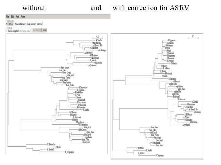 without and with correction for ASRV 