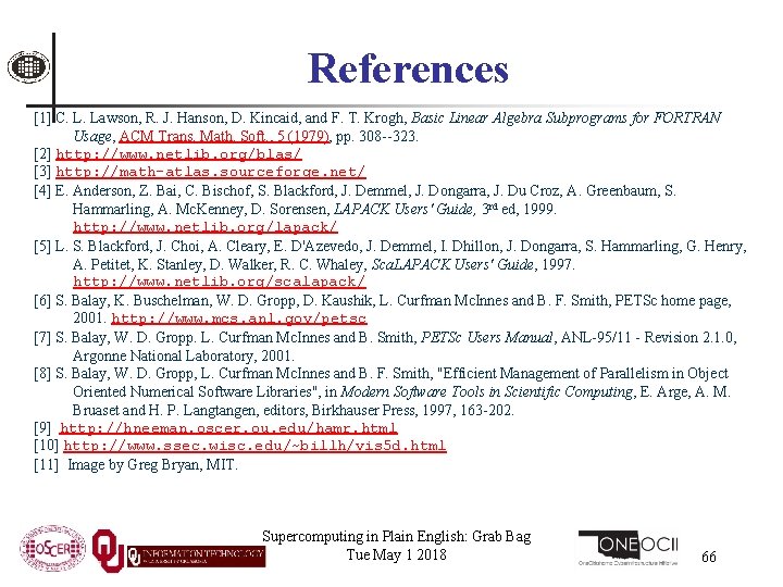 References [1] C. L. Lawson, R. J. Hanson, D. Kincaid, and F. T. Krogh,