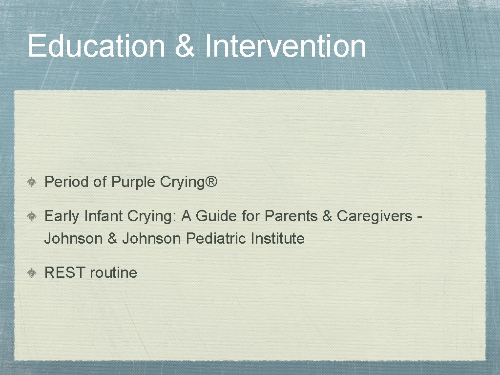 Education & Intervention Period of Purple Crying® Early Infant Crying: A Guide for Parents