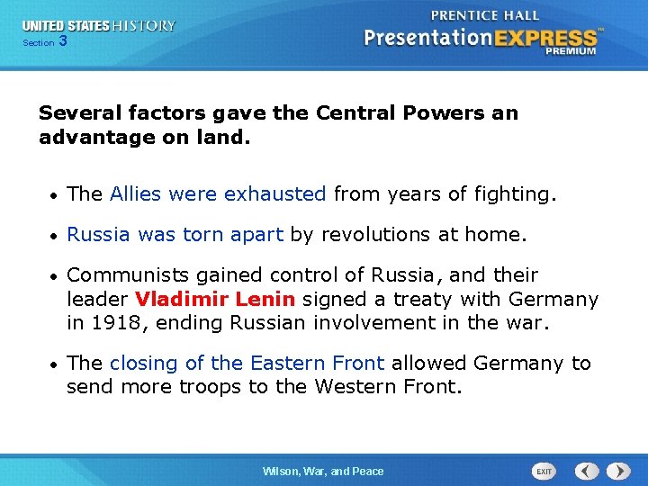 325 Section Chapter Section 1 Several factors gave the Central Powers an advantage on