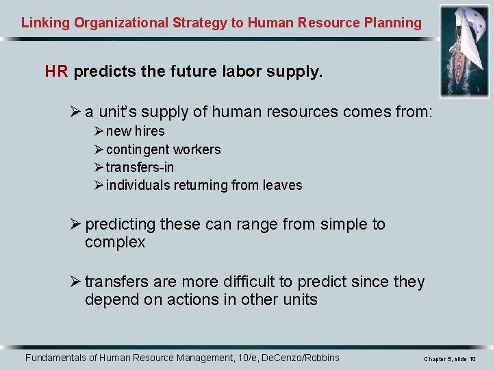 Linking Organizational Strategy to Human Resource Planning HR predicts the future labor supply. Ø