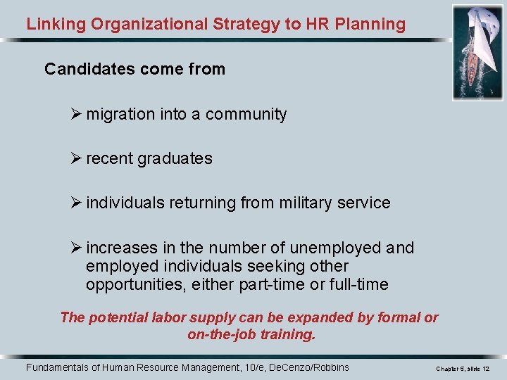 Linking Organizational Strategy to HR Planning Candidates come from Ø migration into a community