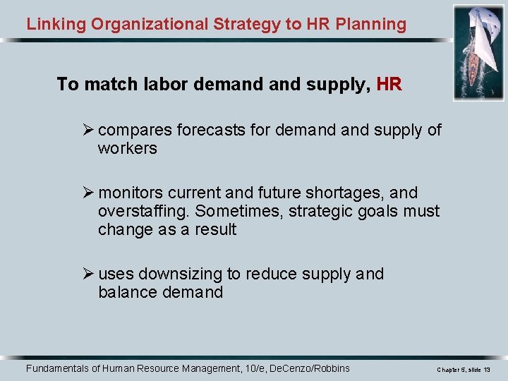 Linking Organizational Strategy to HR Planning To match labor demand supply, HR Ø compares