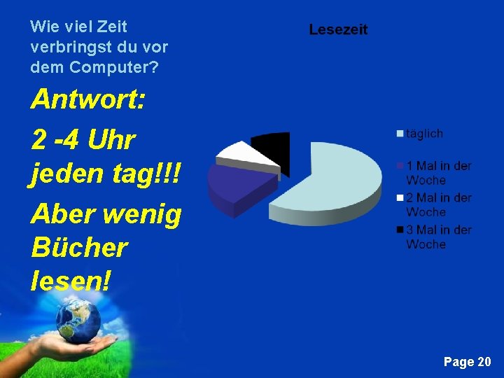 Wie viel Zeit verbringst du vor dem Computer? Antwort: 2 -4 Uhr jeden tag!!!