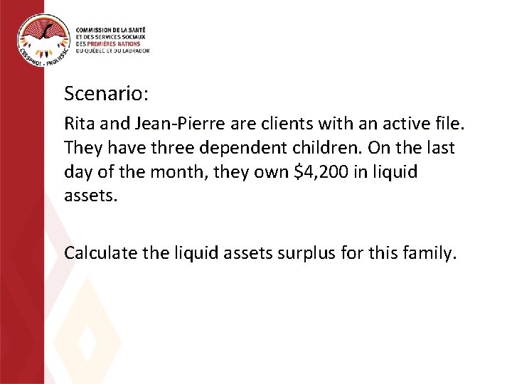 Scenario: Rita and Jean-Pierre are clients with an active file. They have three dependent